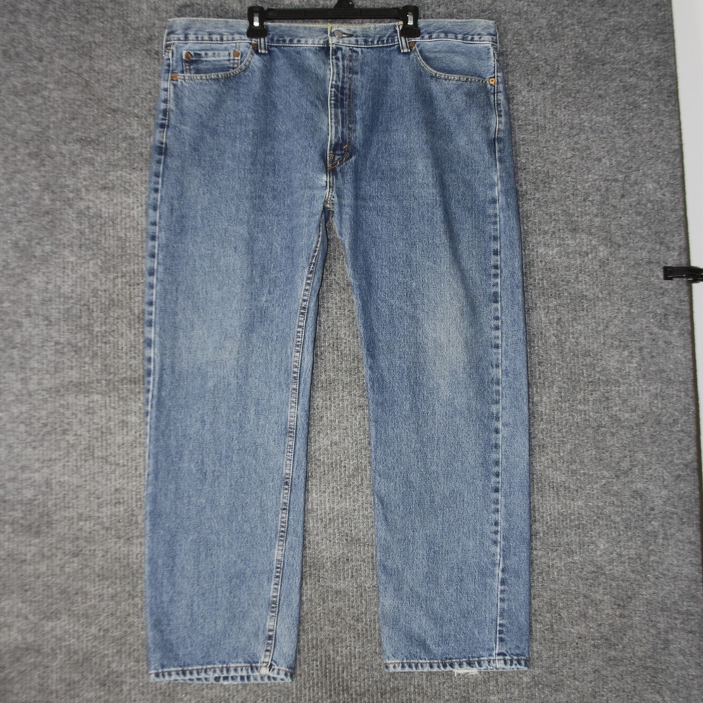 Levis 505 Regular Fit Jeans Mens 44x32 Blue Medium Wash Denim Straight Leg